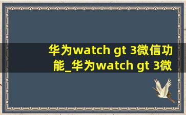 华为watch gt 3微信功能_华为watch gt 3微信功能怎么没有